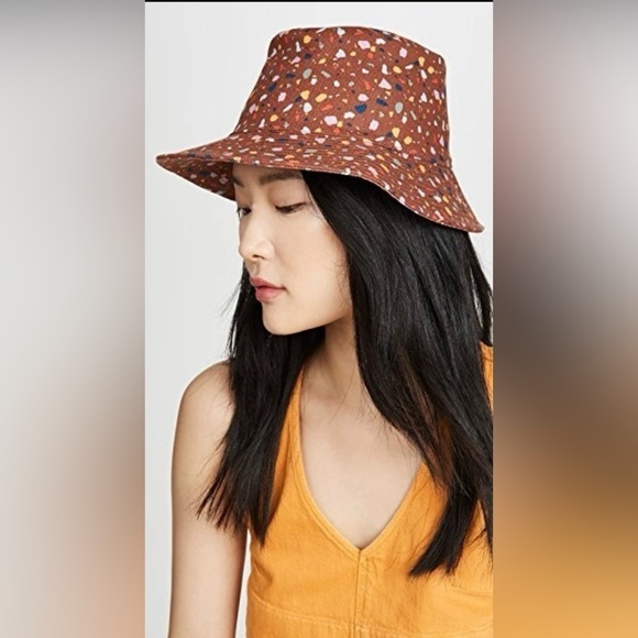 Madewell Accessories - Madewell Size M/L Short-Brimmed Canvas Bucket Hat Burnt Umber Confetti Print
